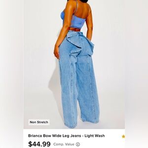 ✨Fashion Nova Bow Denim Pants Women’s Size 3✨